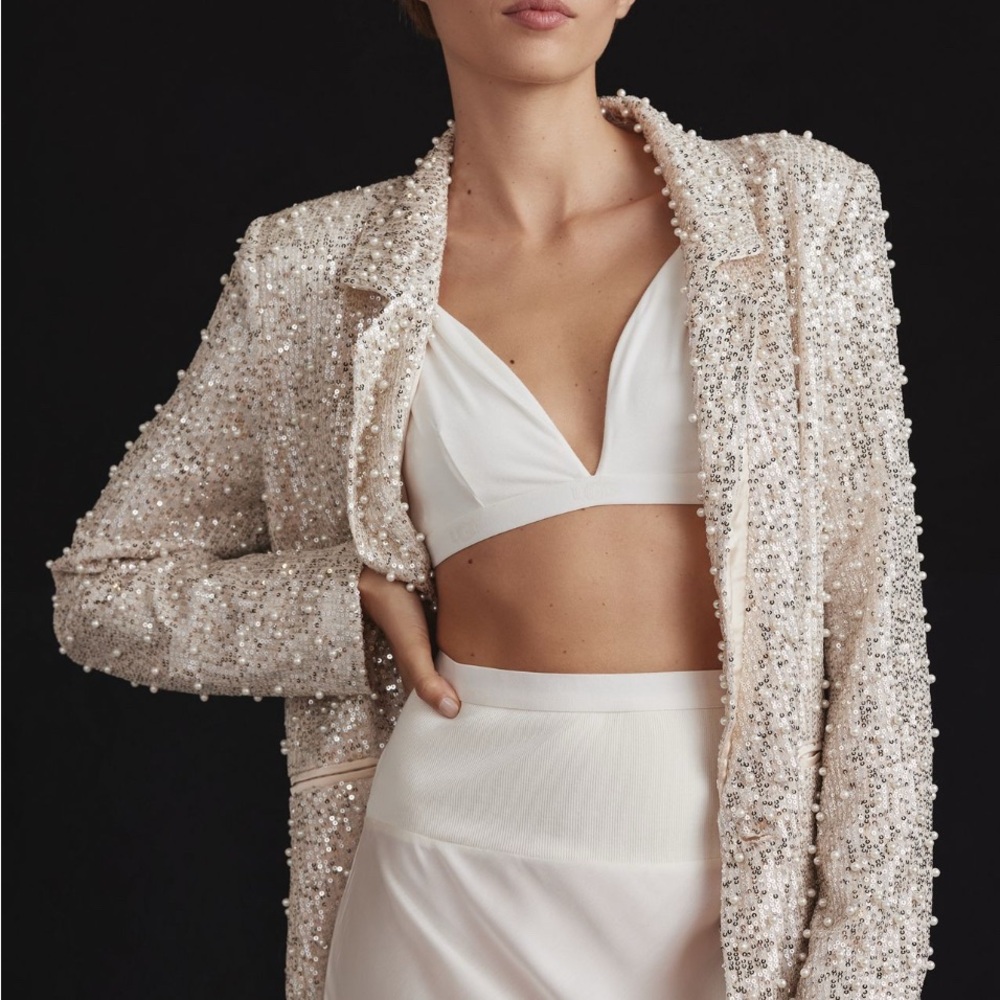 MARBLE Sequin and Pearl Embellished Jacket
